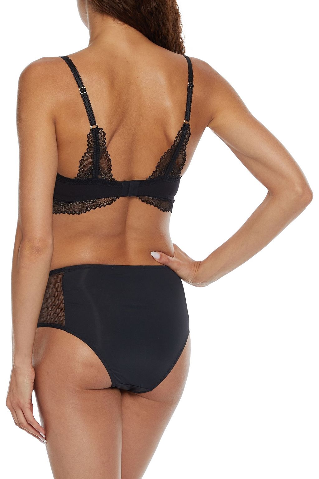 STELLA MCCARTNEY Annabelle Dashing point d'esprit-trimmed stretch-jersey mid-rise briefs