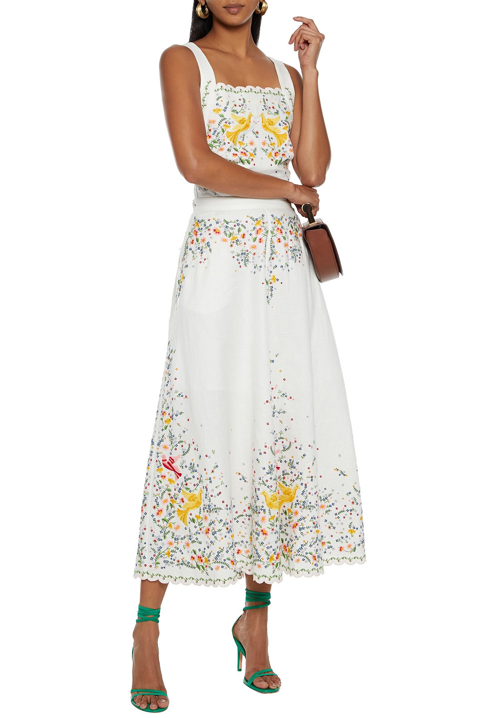 embroidered white midi dress