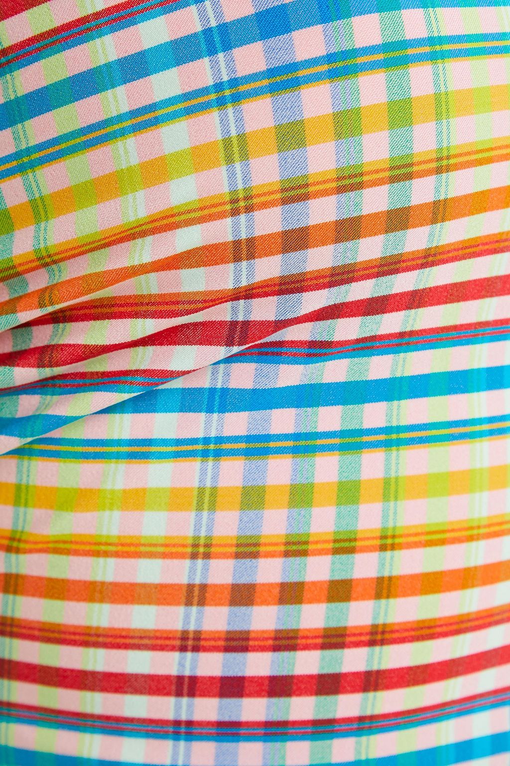 ONIA Naomi ruched checked bandeau bikini top