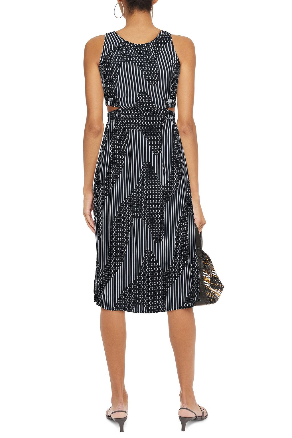 ELSE Printed cutout cupro-blend voile midi dress