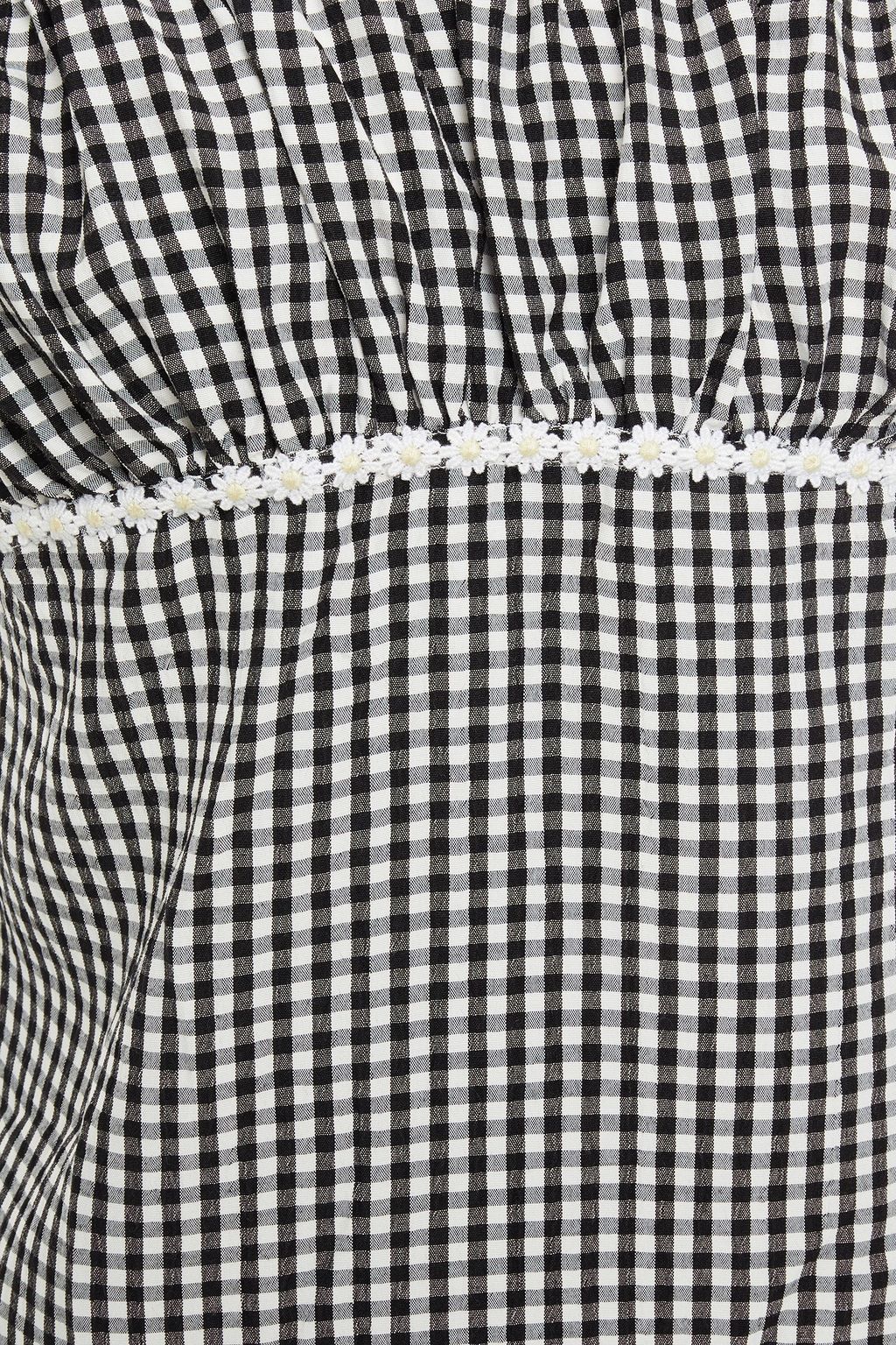SOLID & STRIPED Embroidered gingham woven mini dress