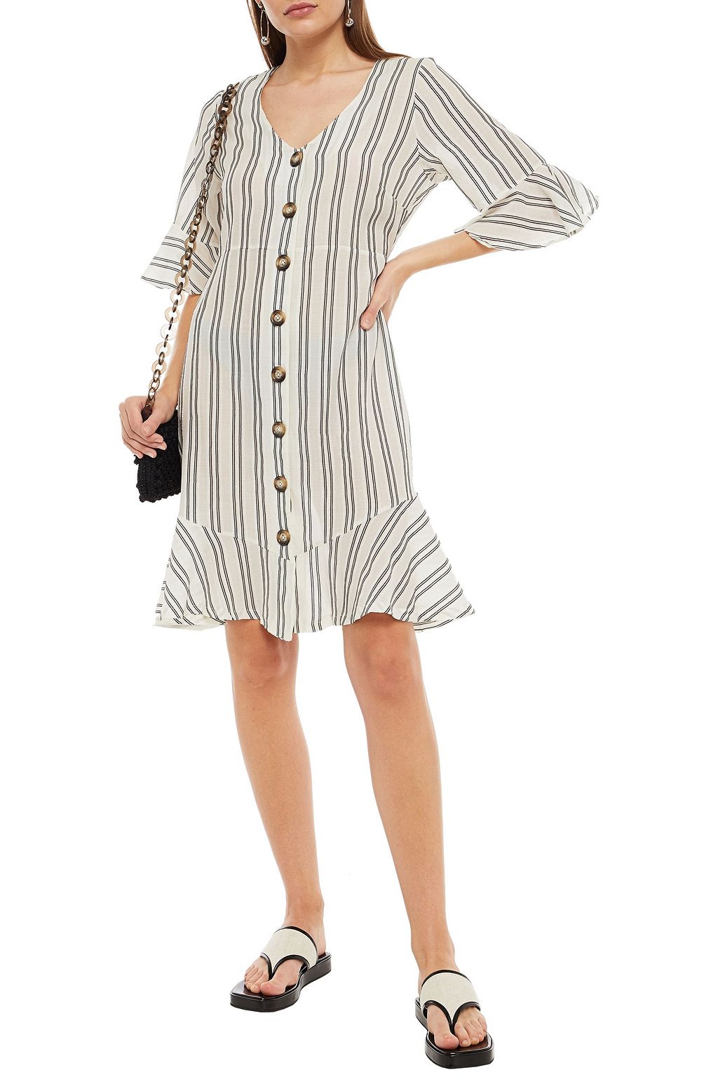 ELSE Striped jacquard mini dress