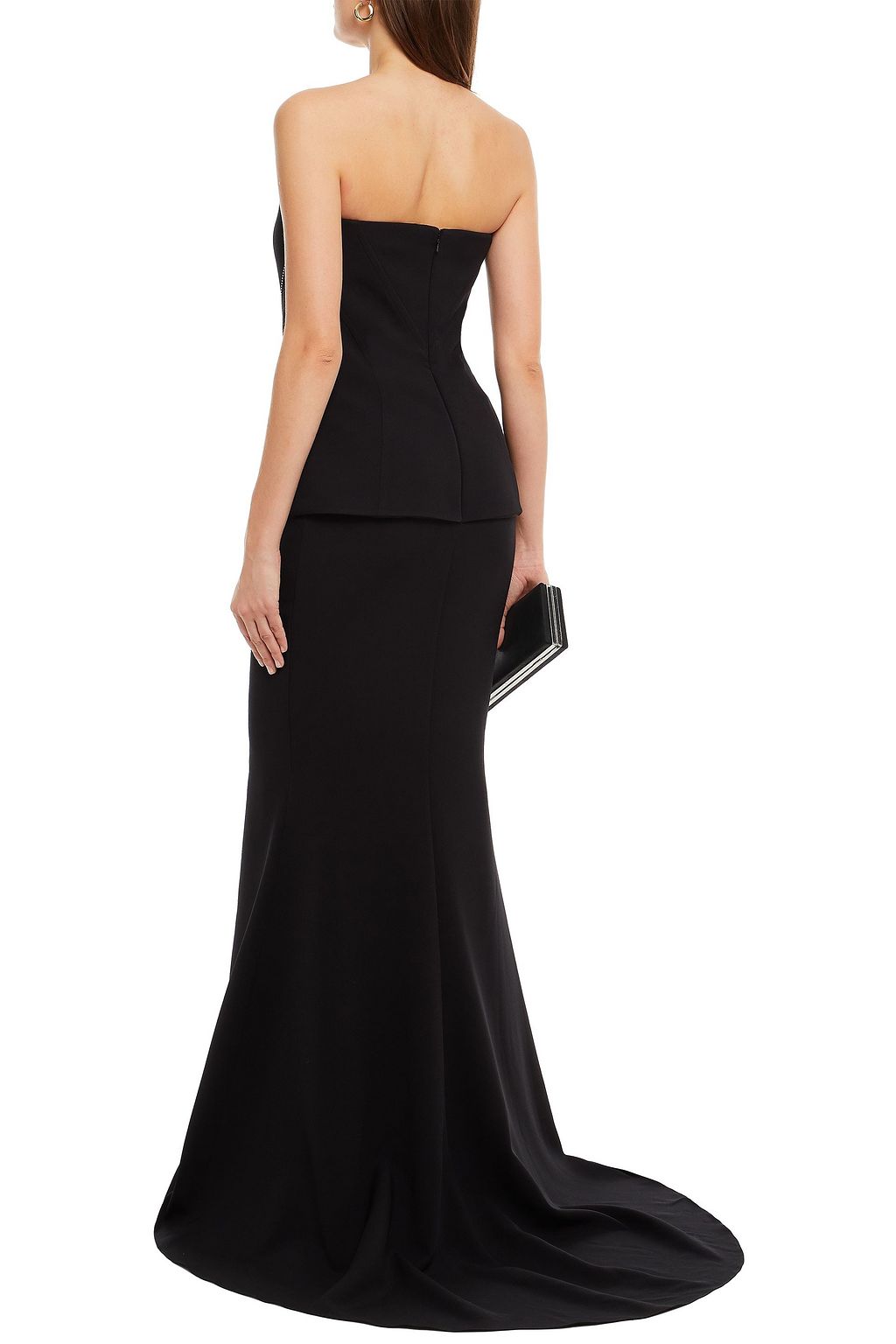 SAFIYAA Zoya strapless crepe peplum gown