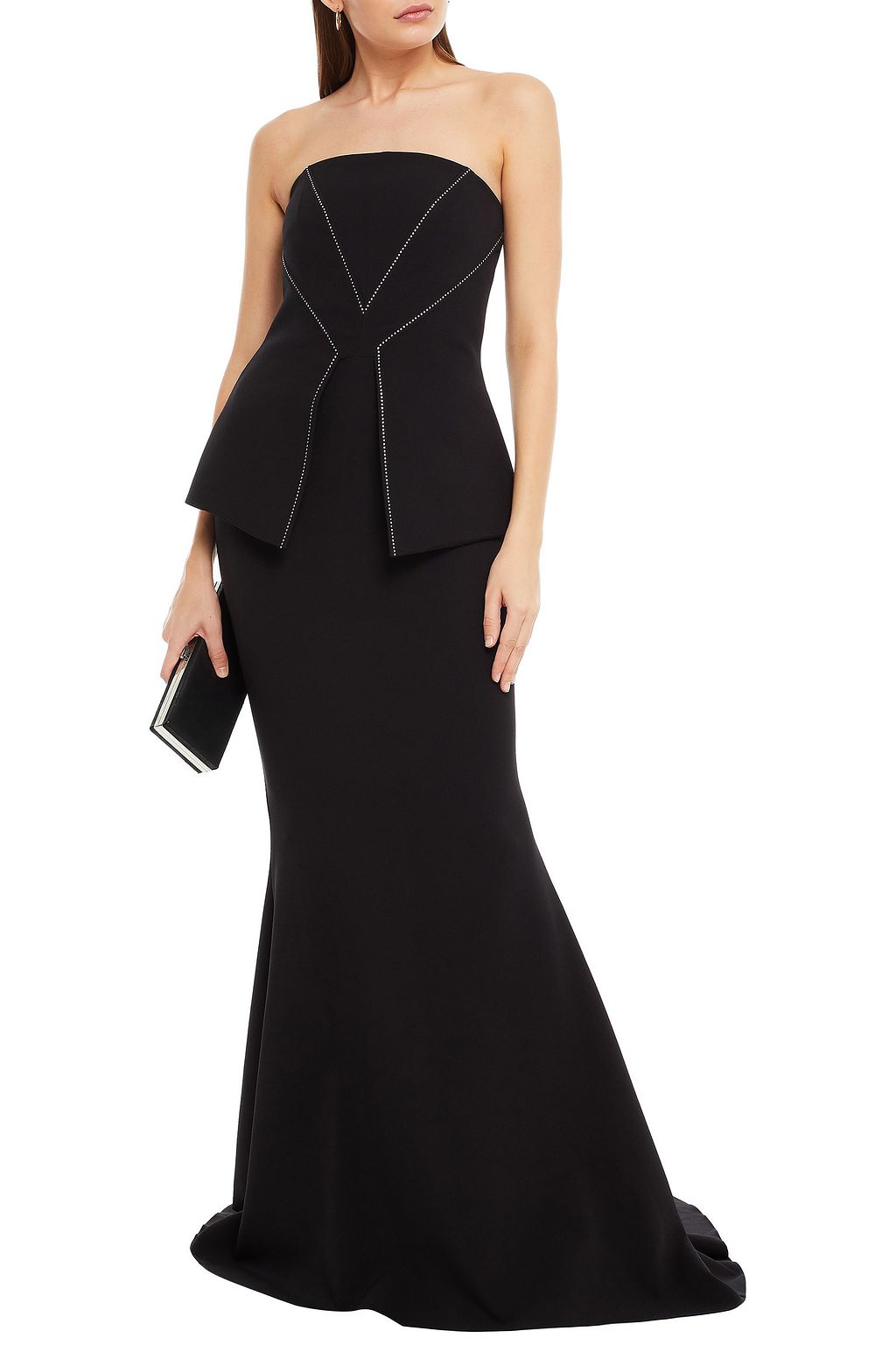 SAFIYAA Zoya strapless crepe peplum gown