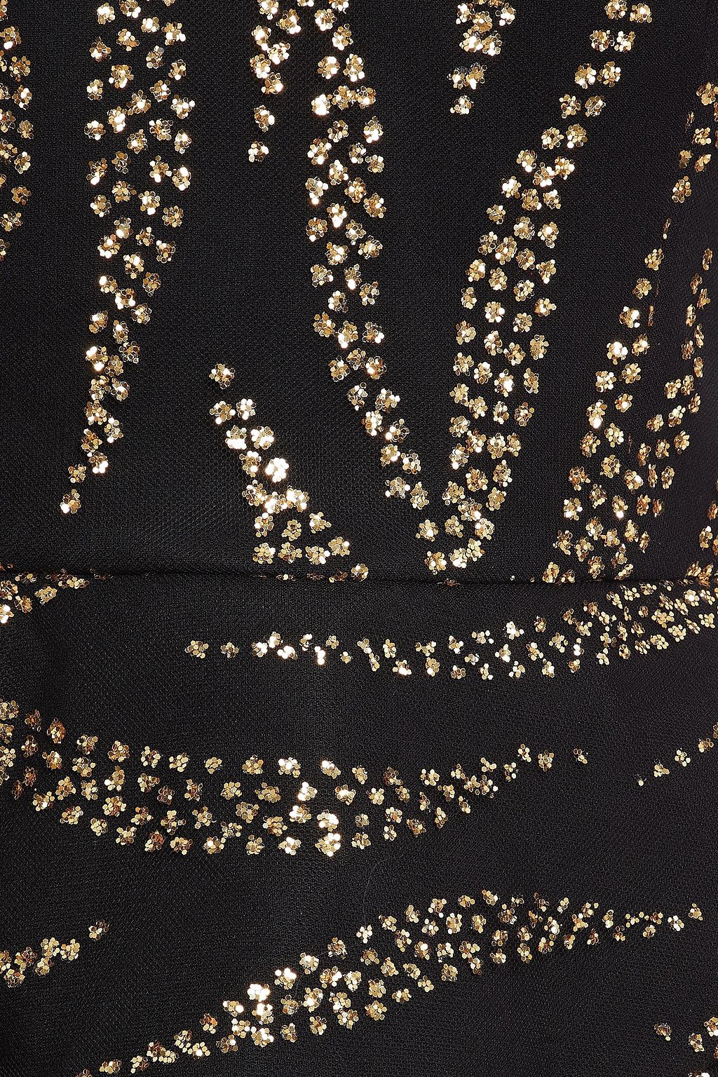 SAFIYAA Asymmetric glittered tulle and stretch-crepe top
