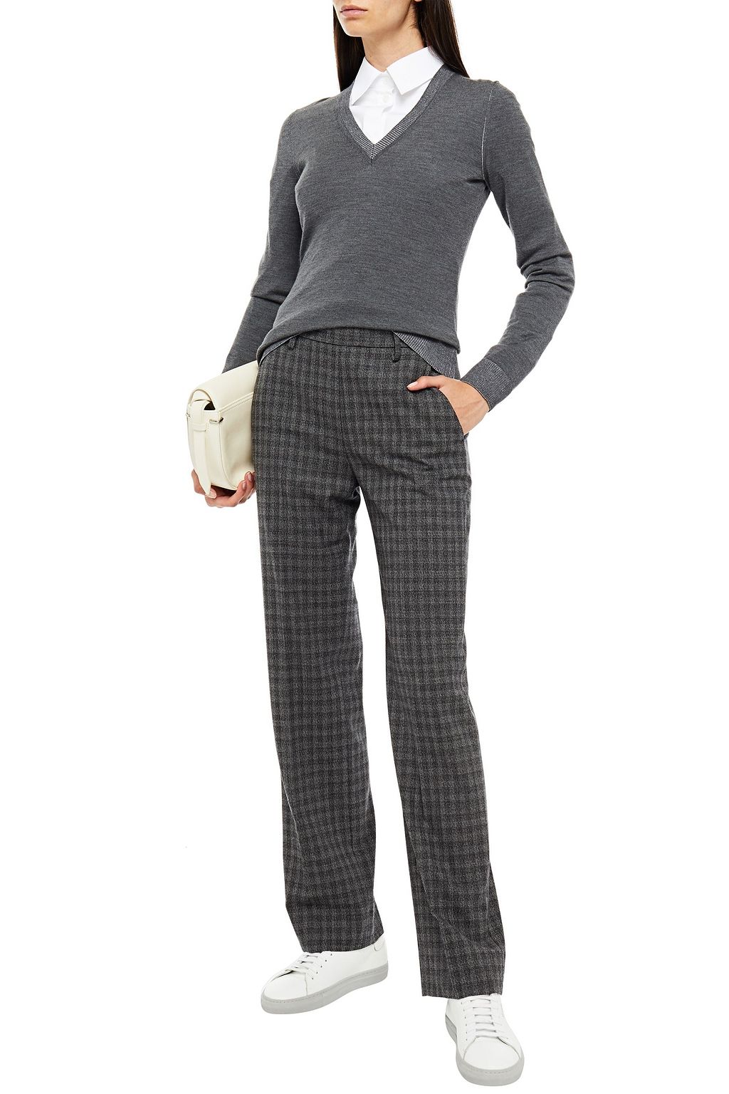 PIAZZA SEMPIONE Checked stretch-wool straight-leg pants