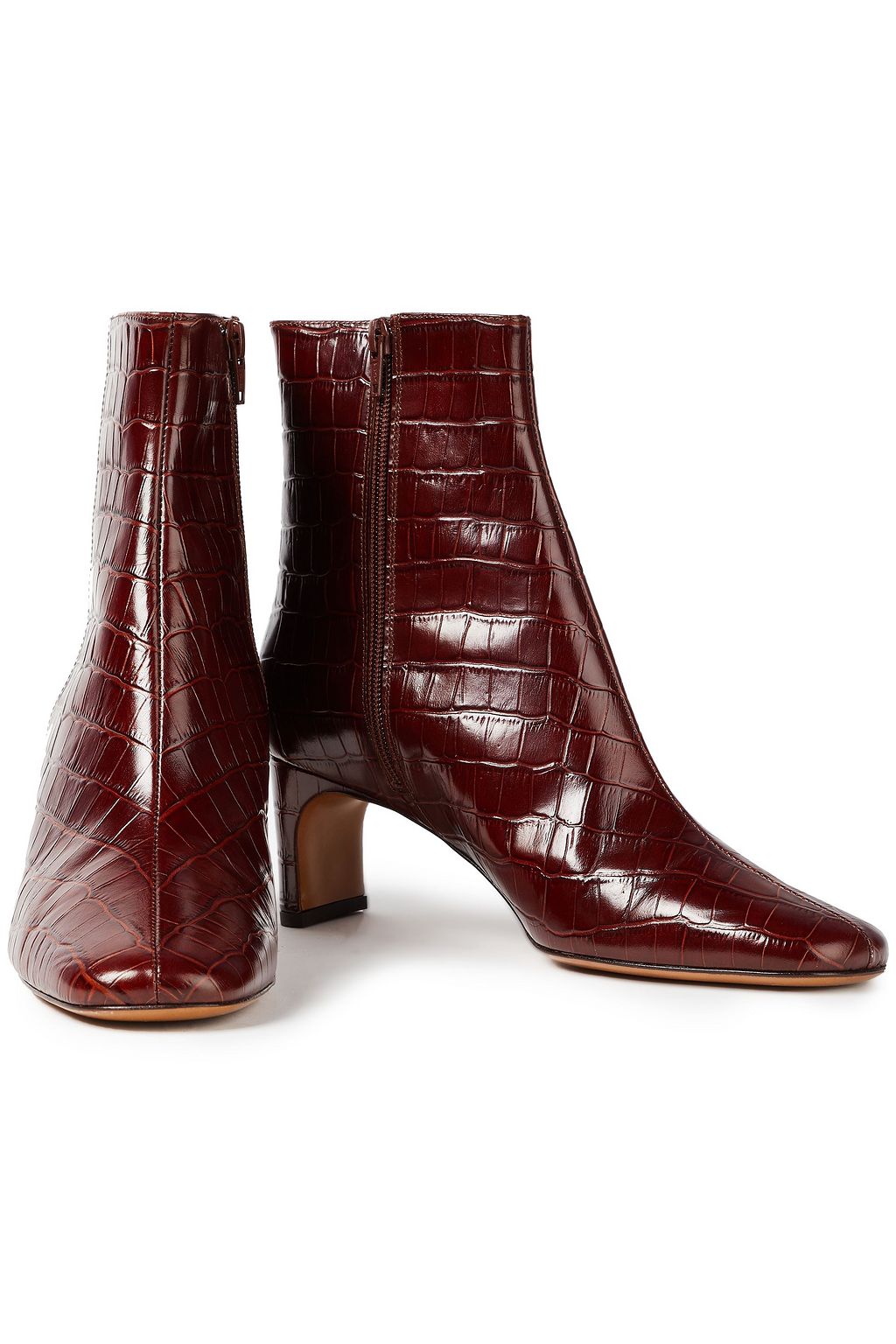 MAJE Croc-effect leather ankle boots
