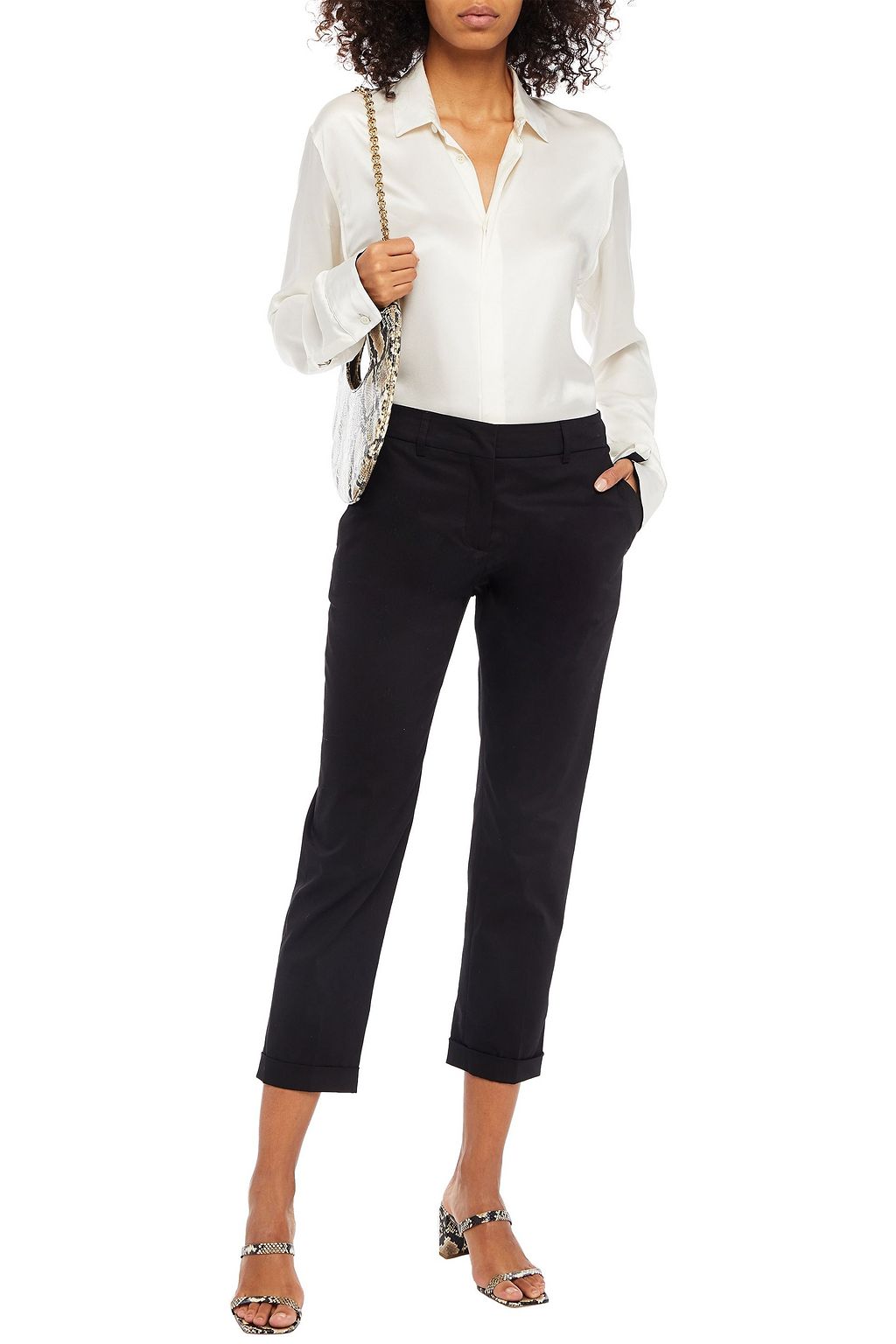 PIAZZA SEMPIONE Cropped stretch-cotton tapered pants