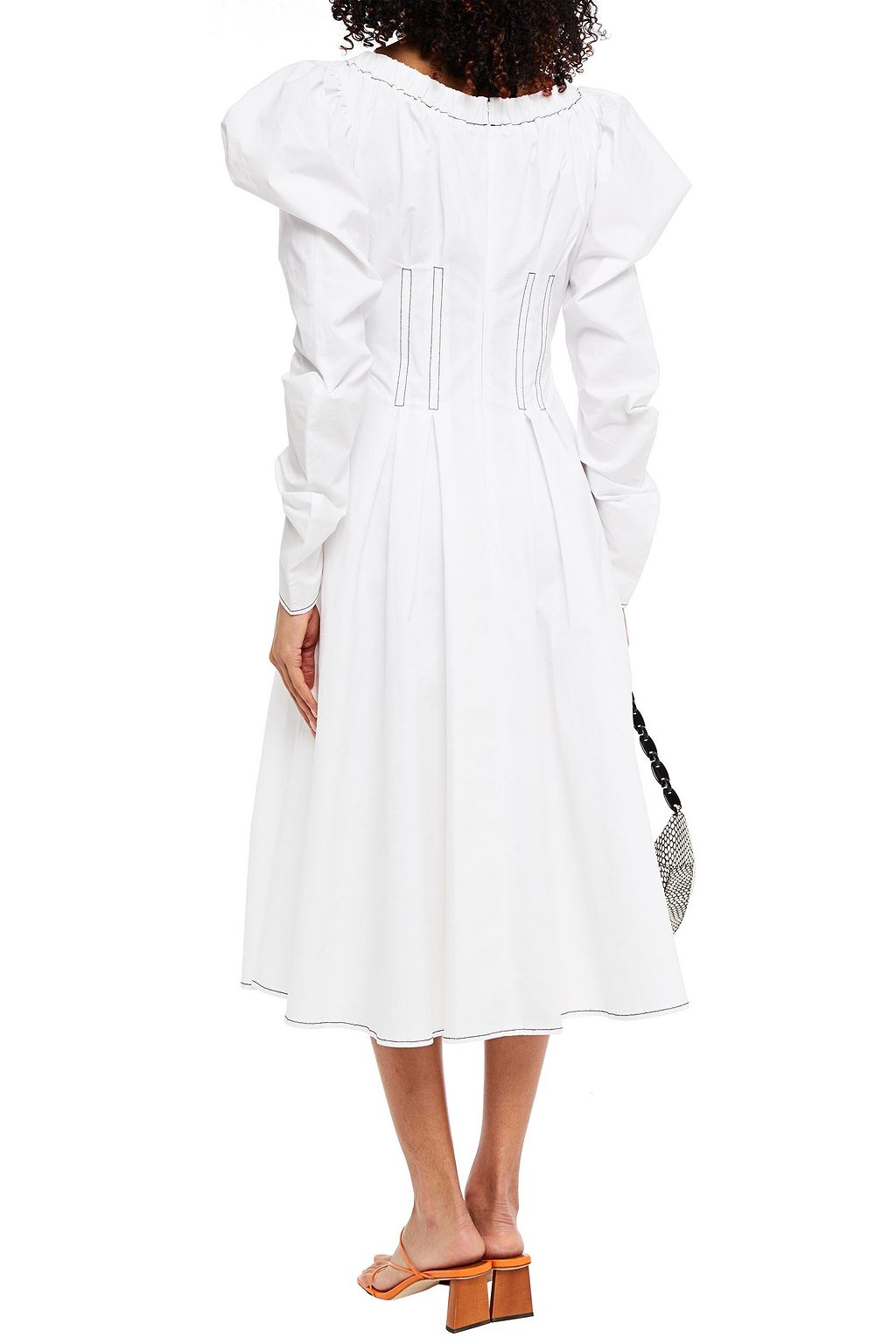 REJINA PYO Carla pleated cotton-blend poplin midi dress