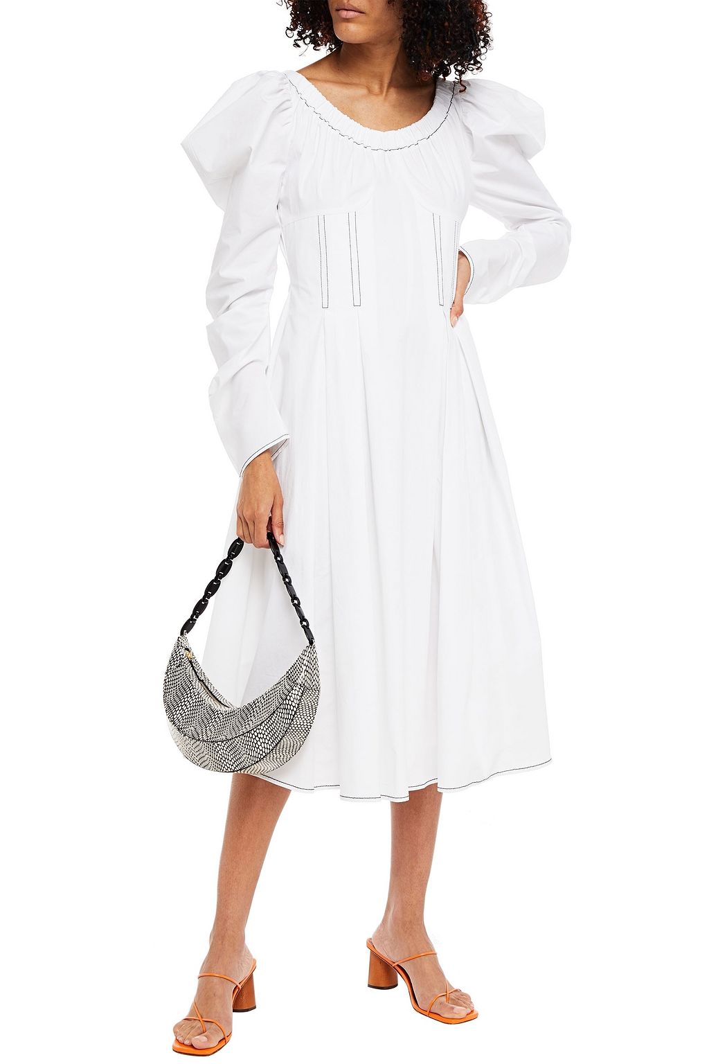 REJINA PYO Carla pleated cotton-blend poplin midi dress
