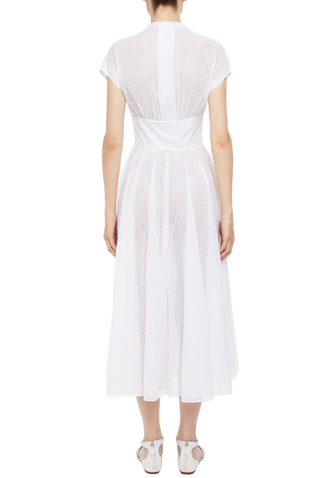 ALAA Bow-detailed gathered broderie anglaise cotton midi dress | THE OUTNET