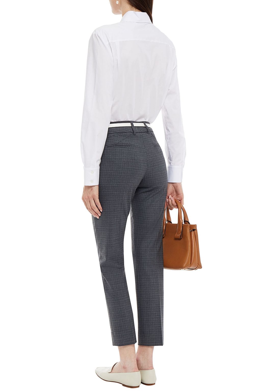 PIAZZA SEMPIONE Cropped checked woven slim-leg pants