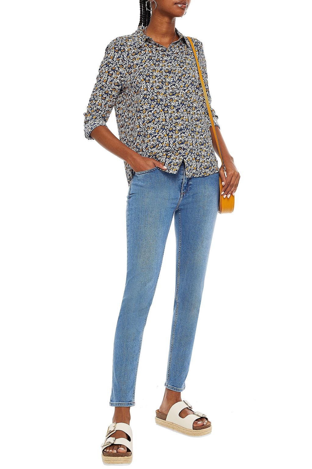 SAMSØE Φ SAMSØE Faded mid-rise skinny jeans