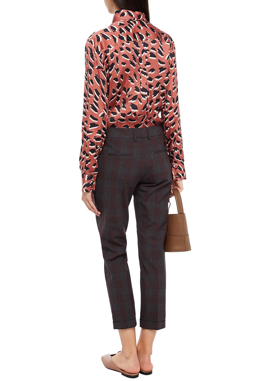 PIAZZA SEMPIONE Cropped checked wool-blend tapered pants