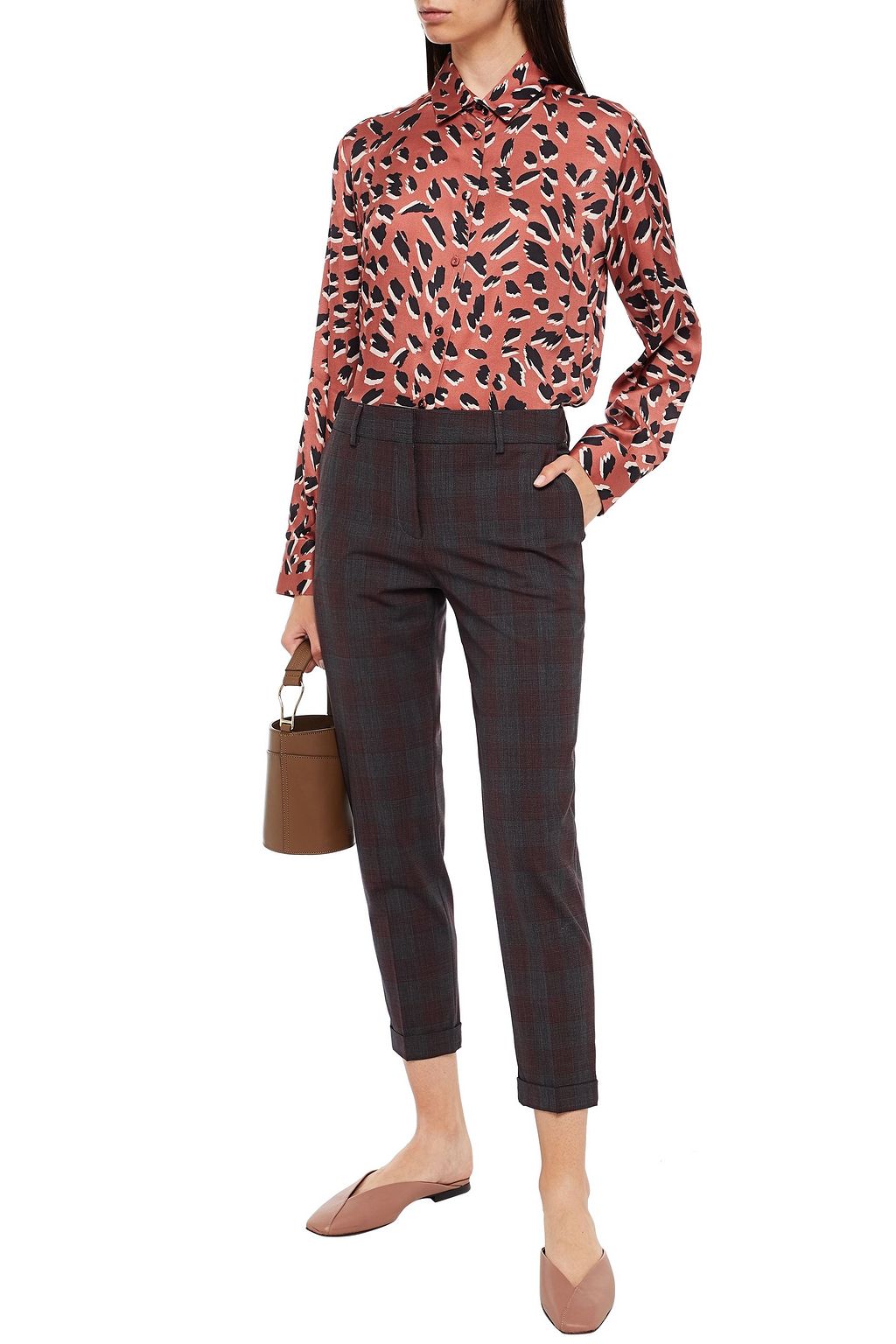 PIAZZA SEMPIONE Cropped checked wool-blend tapered pants