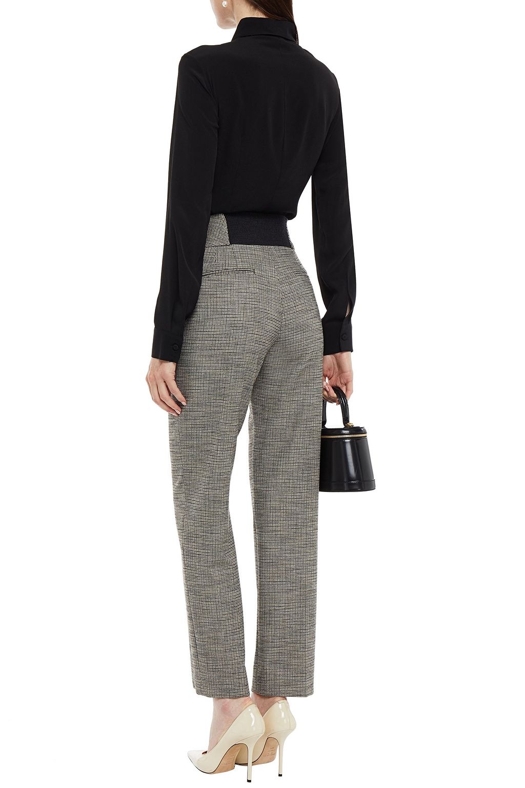 PIAZZA SEMPIONE Metallic houndstooth tweed slim-leg pants