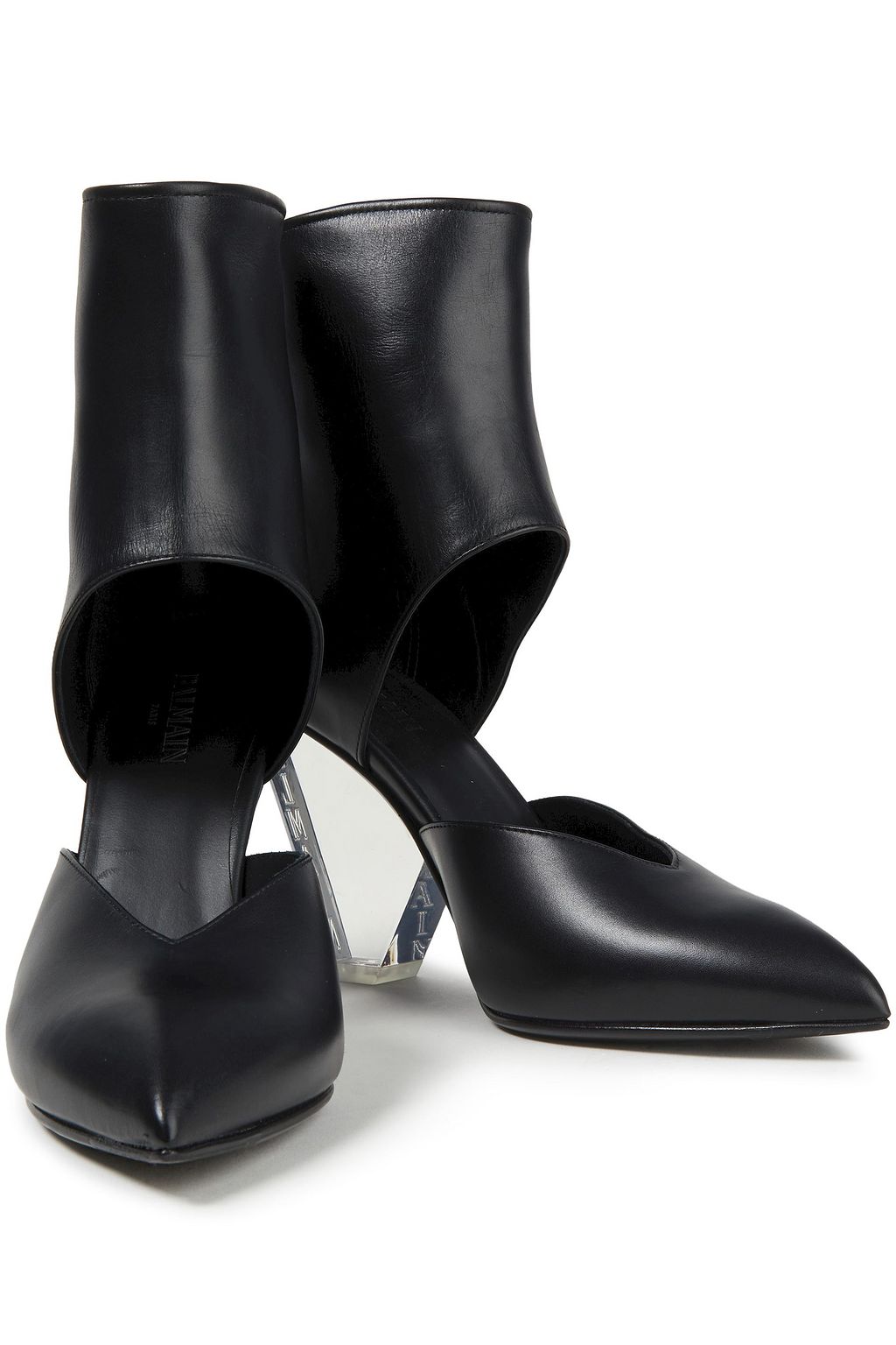 BALMAIN Cutout leather ankle boots