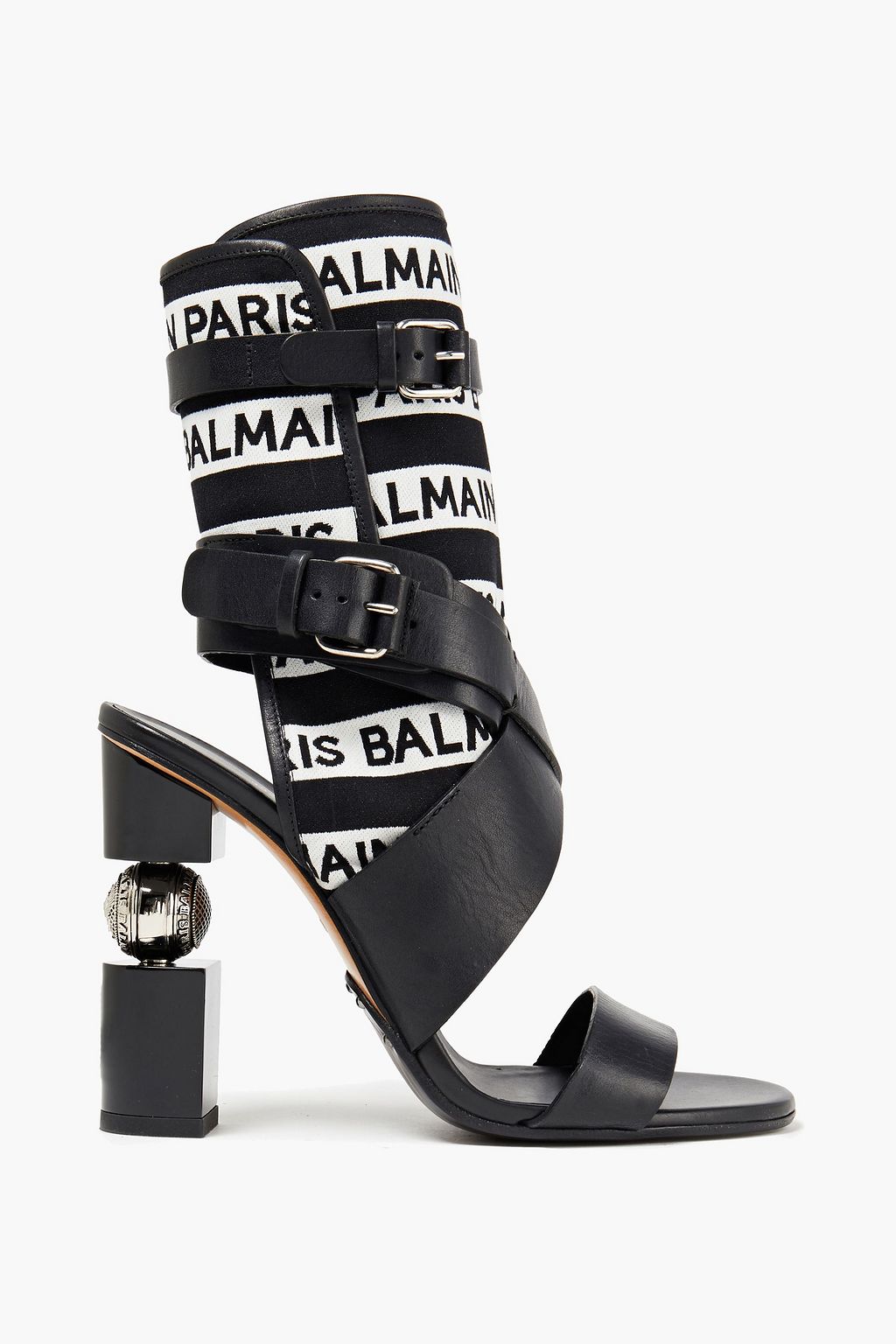 Black Lace-up chain-trimmed leather sandals | Sale up to 70% off | THE | BALMAIN | THE OUTNET