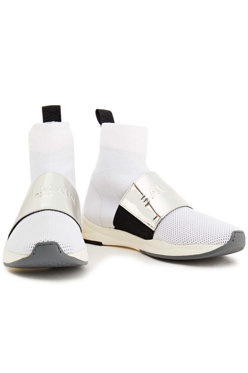 BALMAIN High-Top-Sneakers aus Mesh mit Lederbesatz