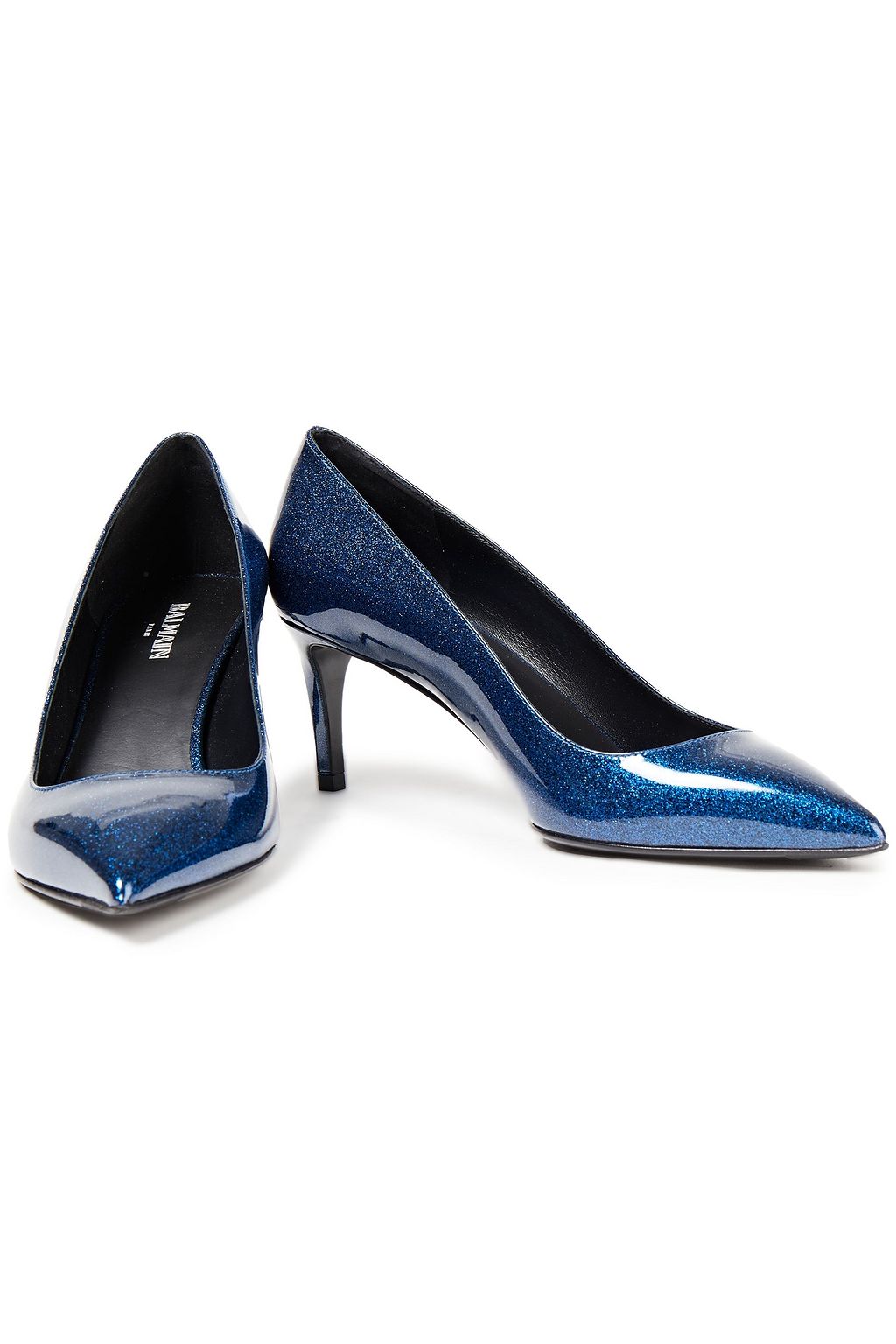 BALMAIN Glittered patent-leather pumps