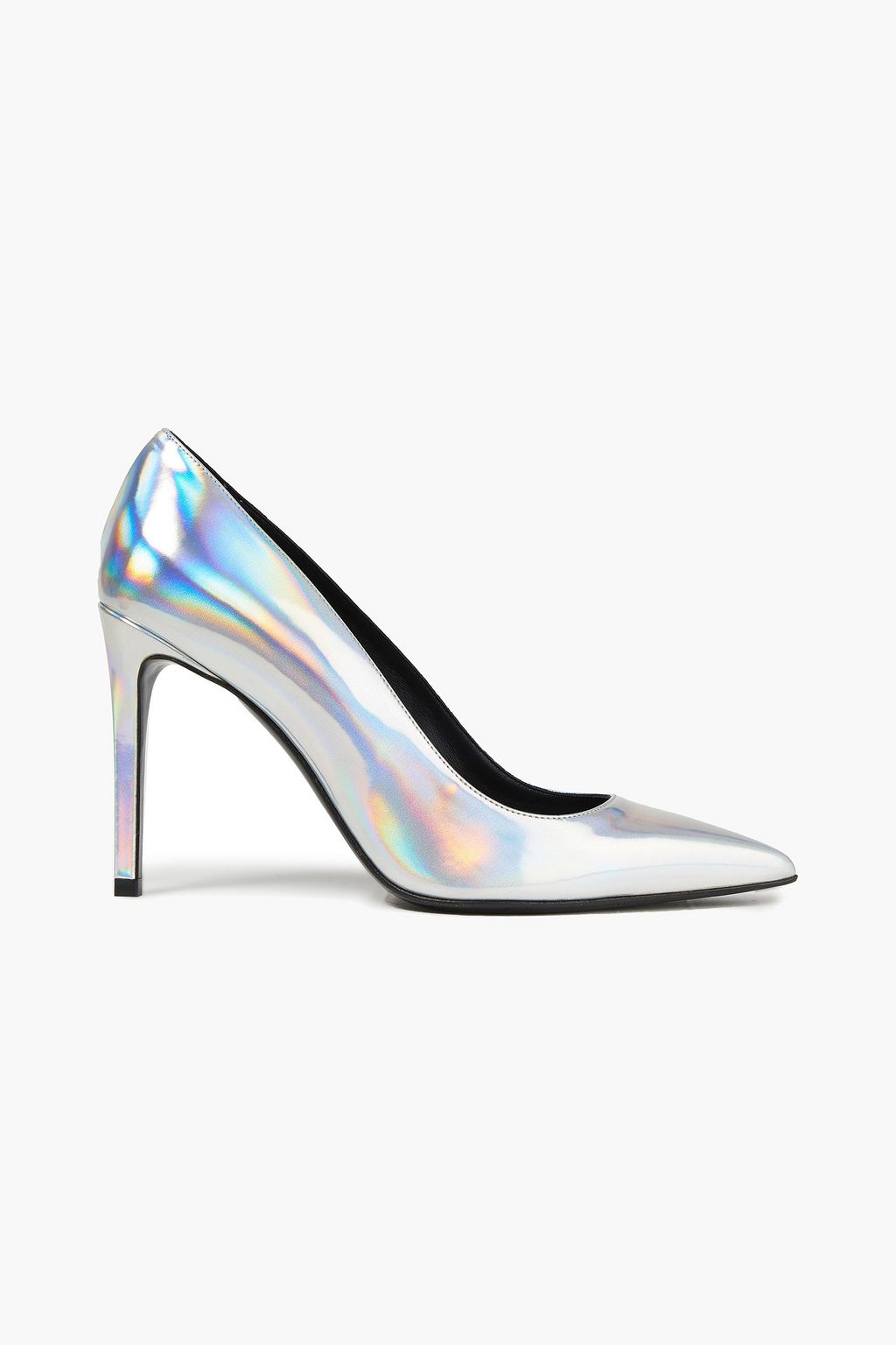 silver iridescent heels