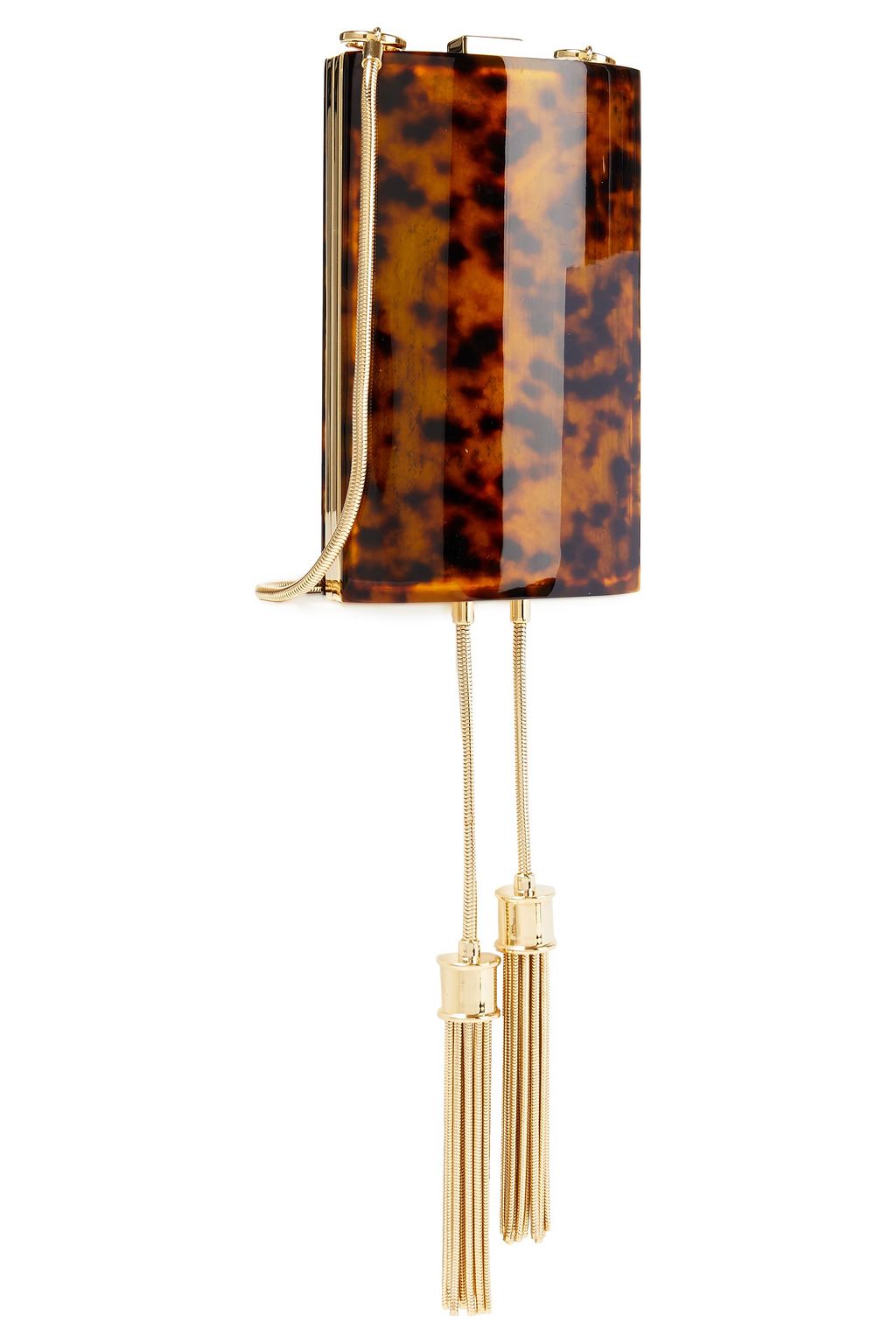 BALMAIN Tasseled tortoiseshell acetate clutch