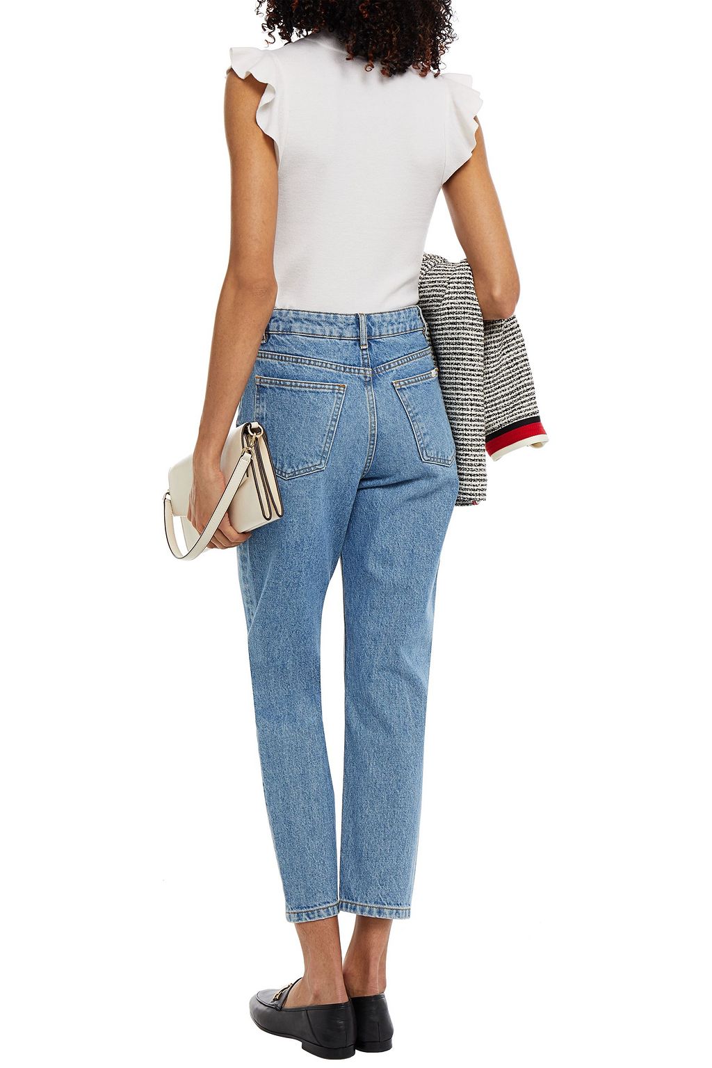 MAJE Cropped high-rise straight-leg jeans