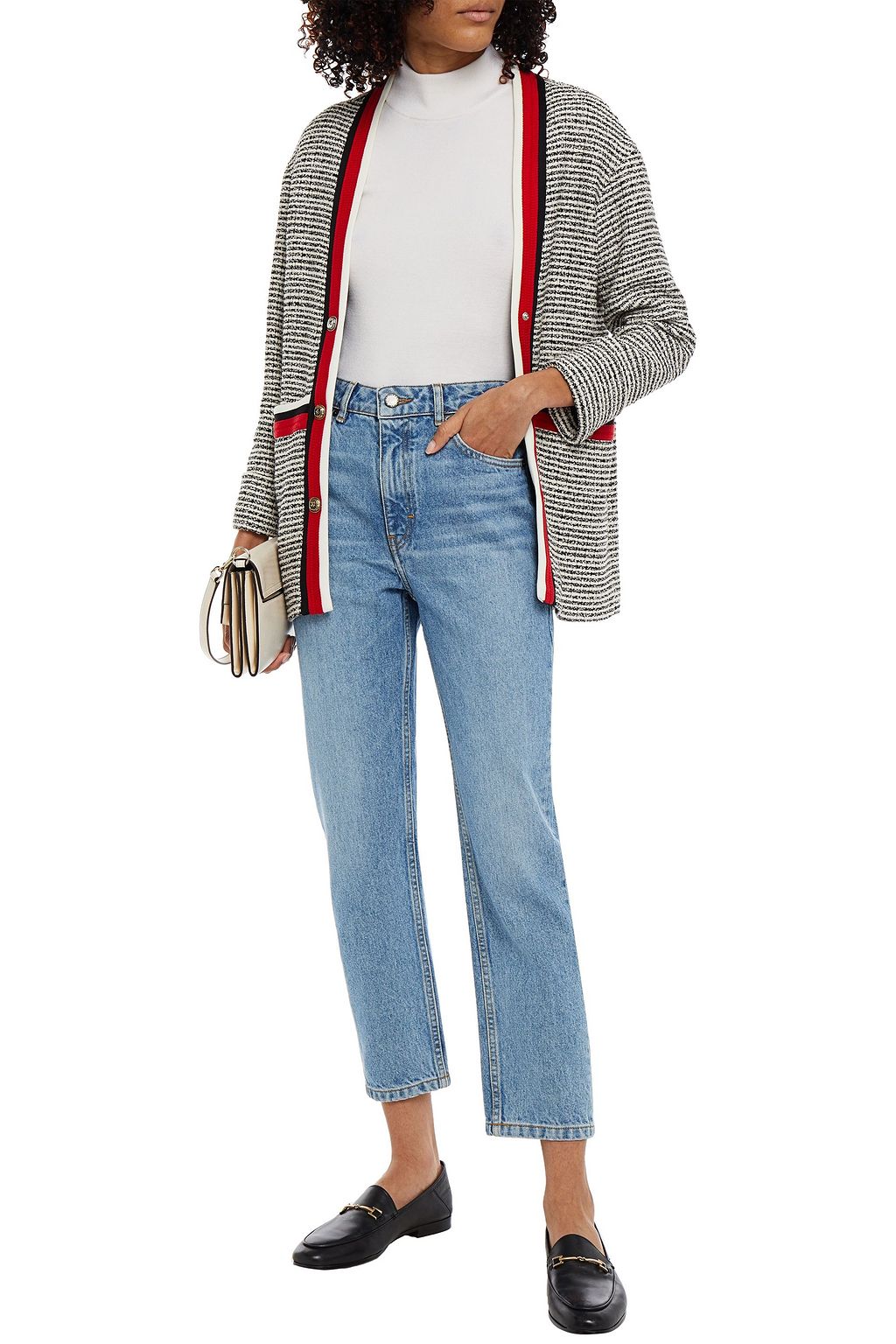 MAJE Cropped high-rise straight-leg jeans