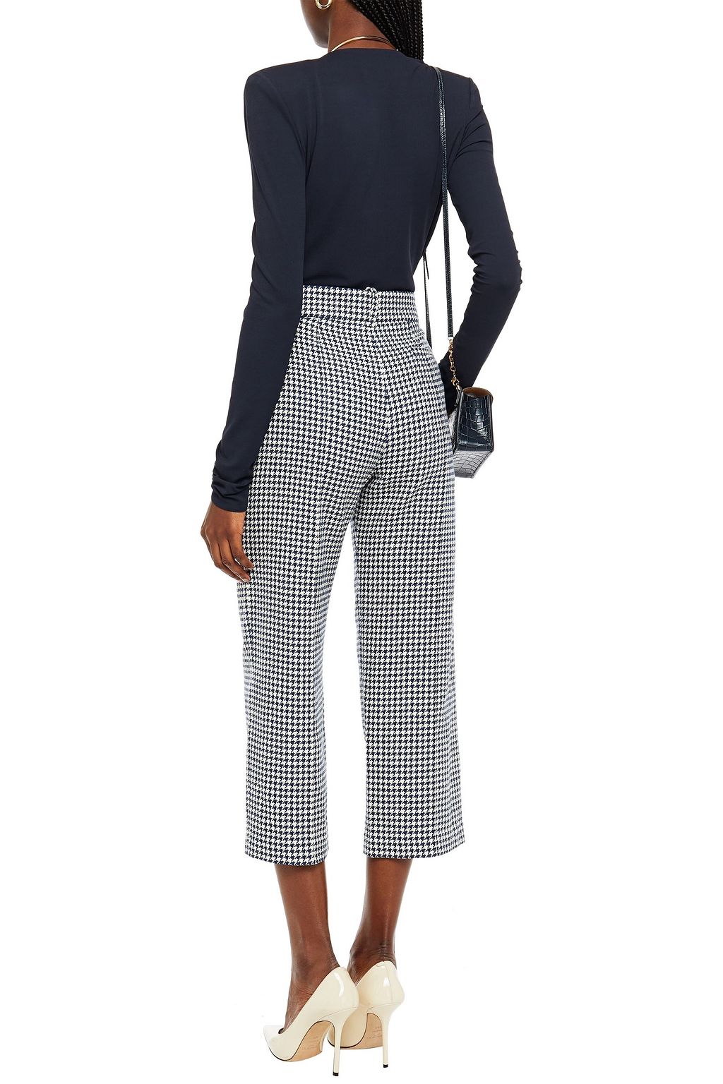 ALEXANDRE VAUTHIER Cropped houndstooth cotton-blend straight-leg pants