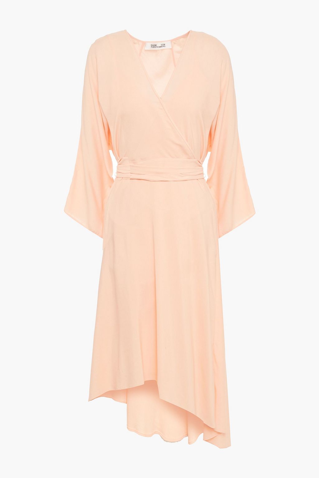 Peach Eloise wrap-effect crepe de chine ...