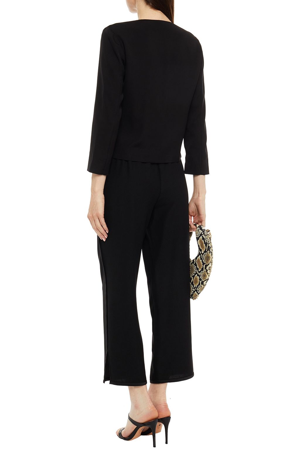 DIANE VON FURSTENBERG Lulu cropped satin-trimmed crepe straight-leg pants