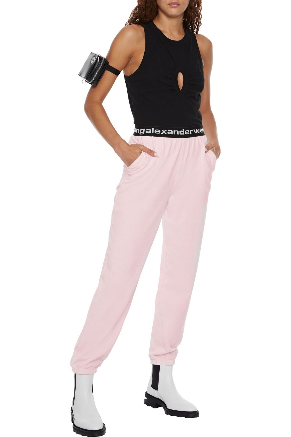 ALEXANDERWANG.T Cropped cutout cotton-jersey tank