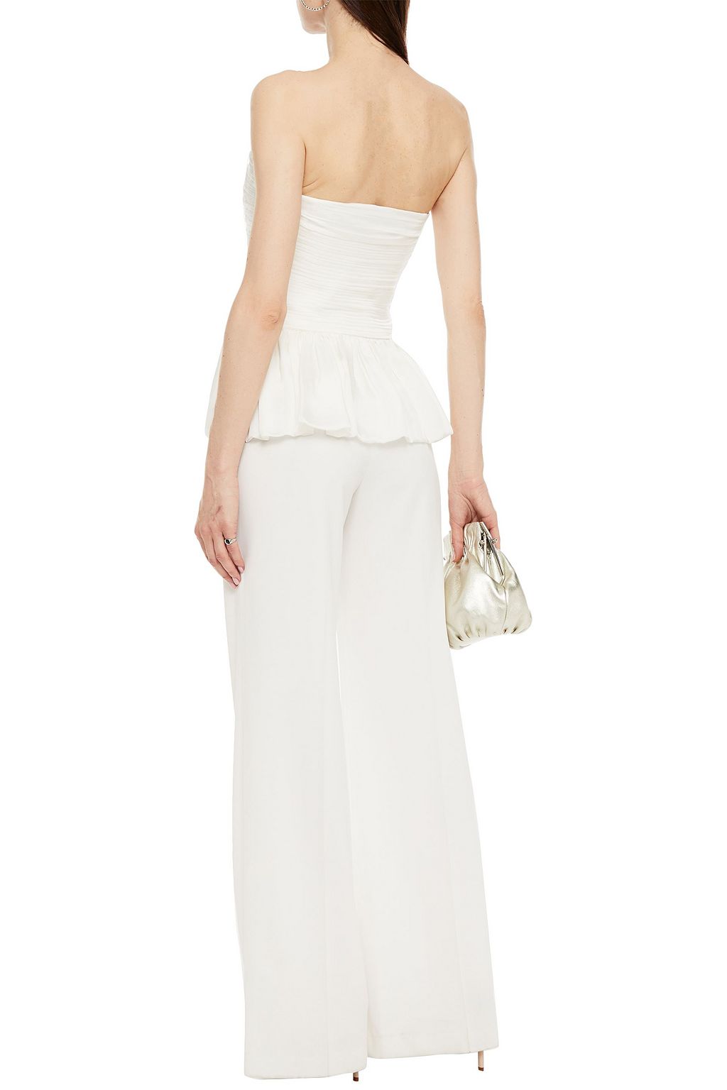 ALEXANDRE VAUTHIER Strapless pleated silk-satin top
