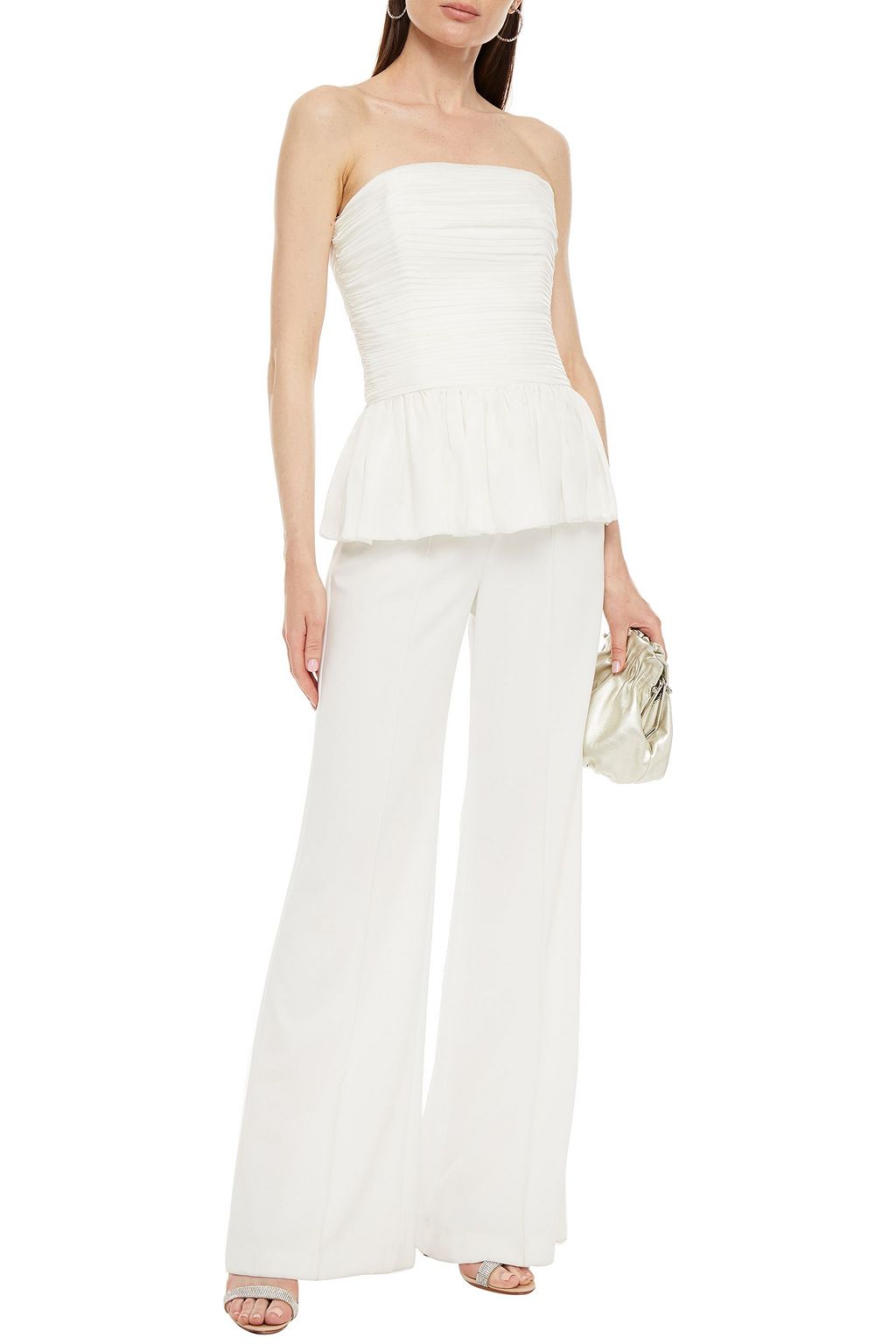 ALEXANDRE VAUTHIER Strapless pleated silk-satin top