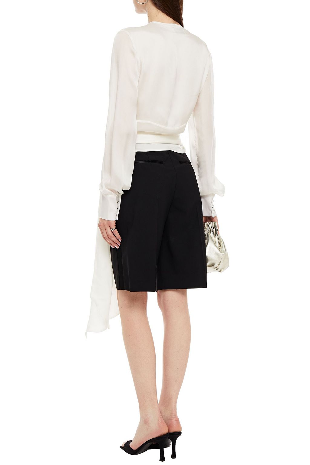 ALEXANDRE VAUTHIER Gathered draped silk-satin wrap blouse