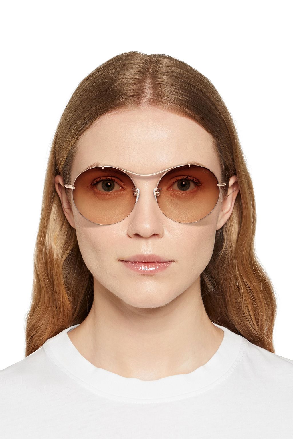 TOM FORD Round-frame gold-tone sunglasses