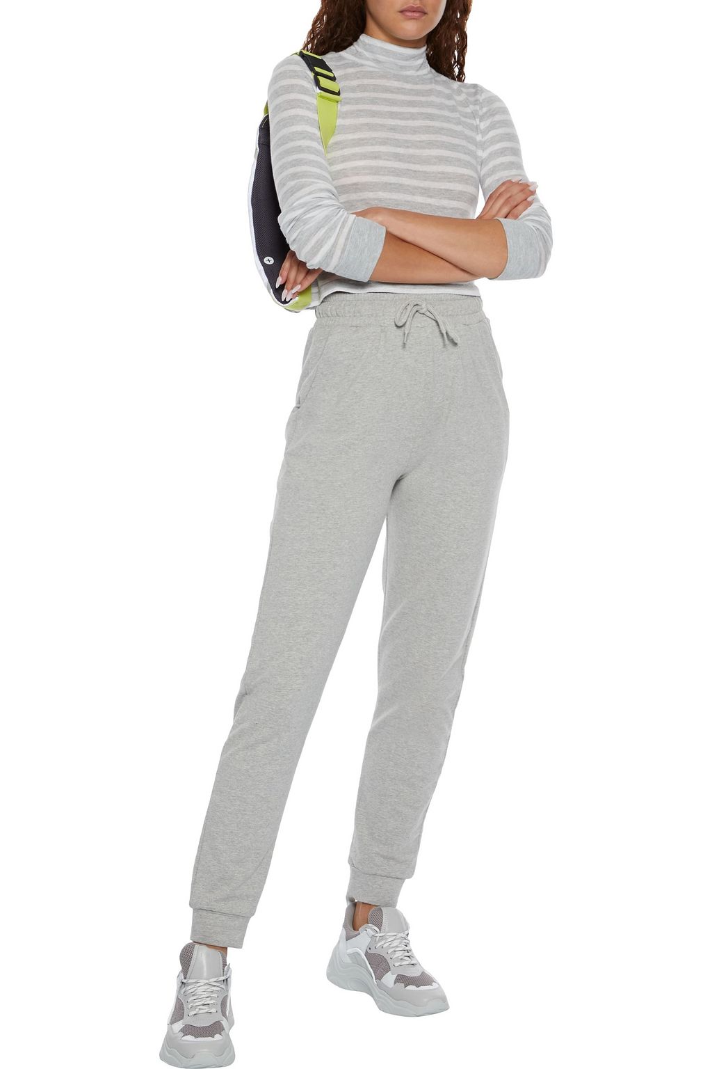 ALEXANDERWANG.T Cropped striped slub jersey turtleneck top