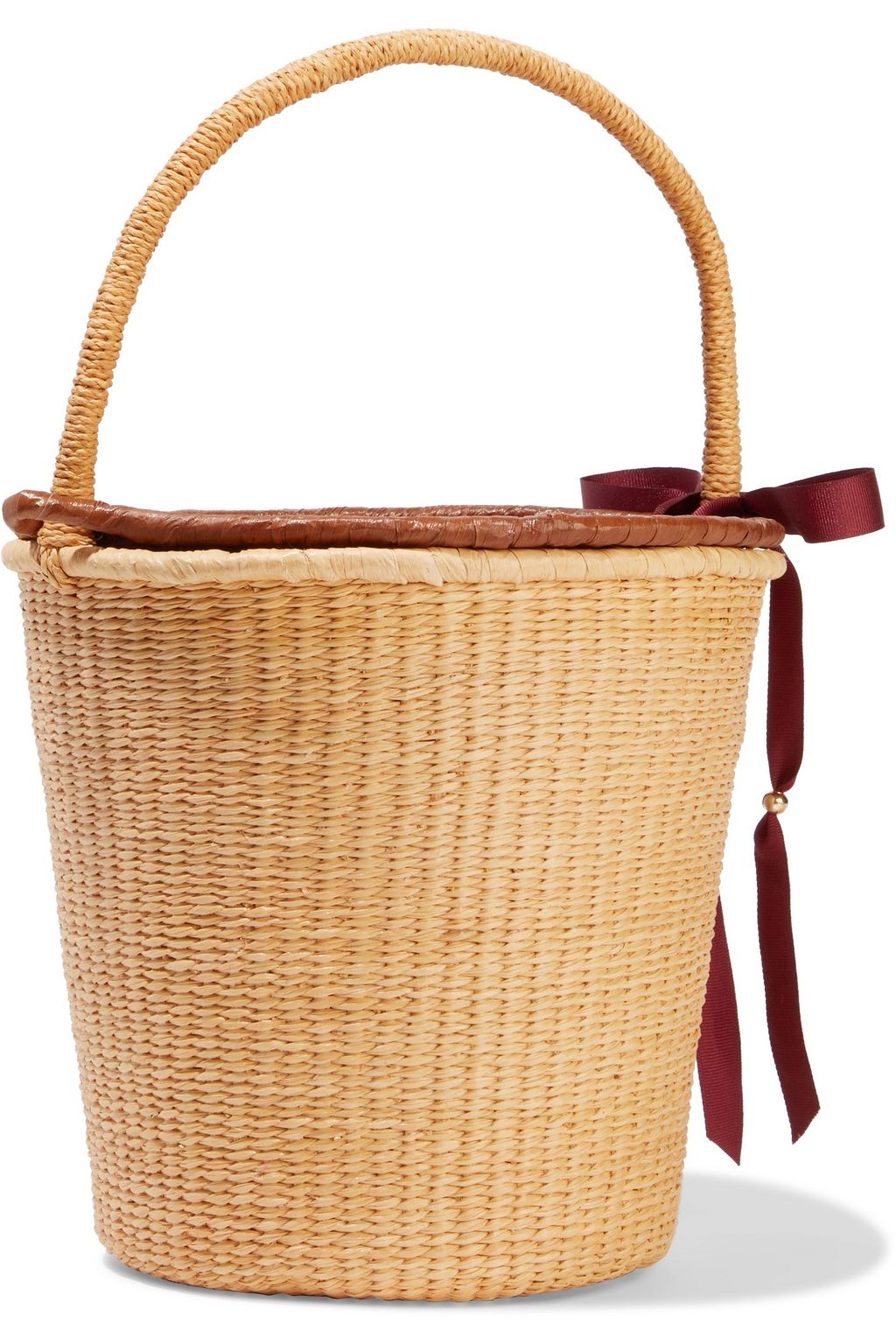 SENSI STUDIO Ribbon-detailed toquilla straw bucket bag