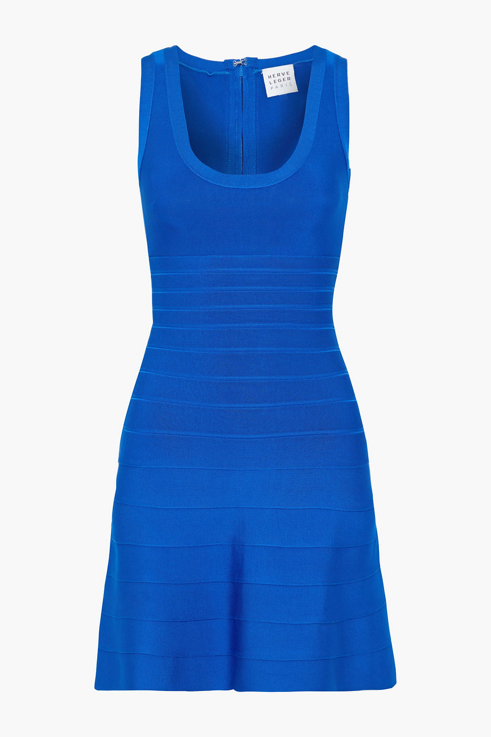 hervé léger - fluted bandage mini dress - blue - xs