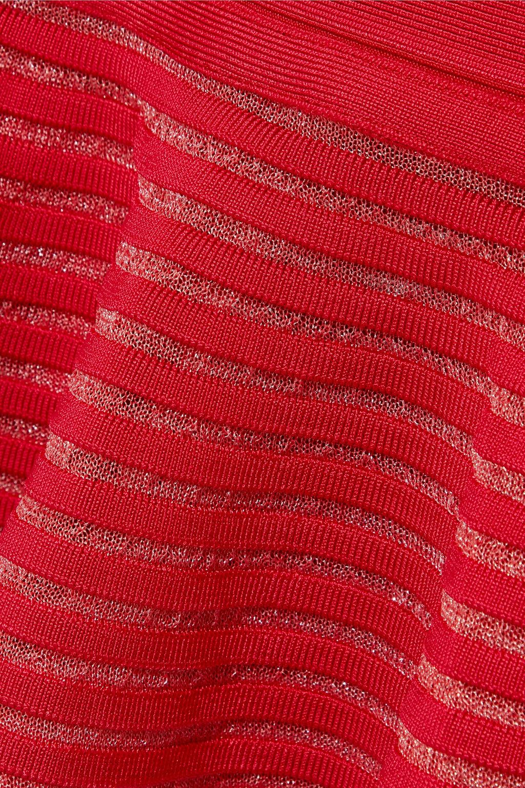 HERVÉ LÉGER Fluted metallic-trimmed bandage midi dress