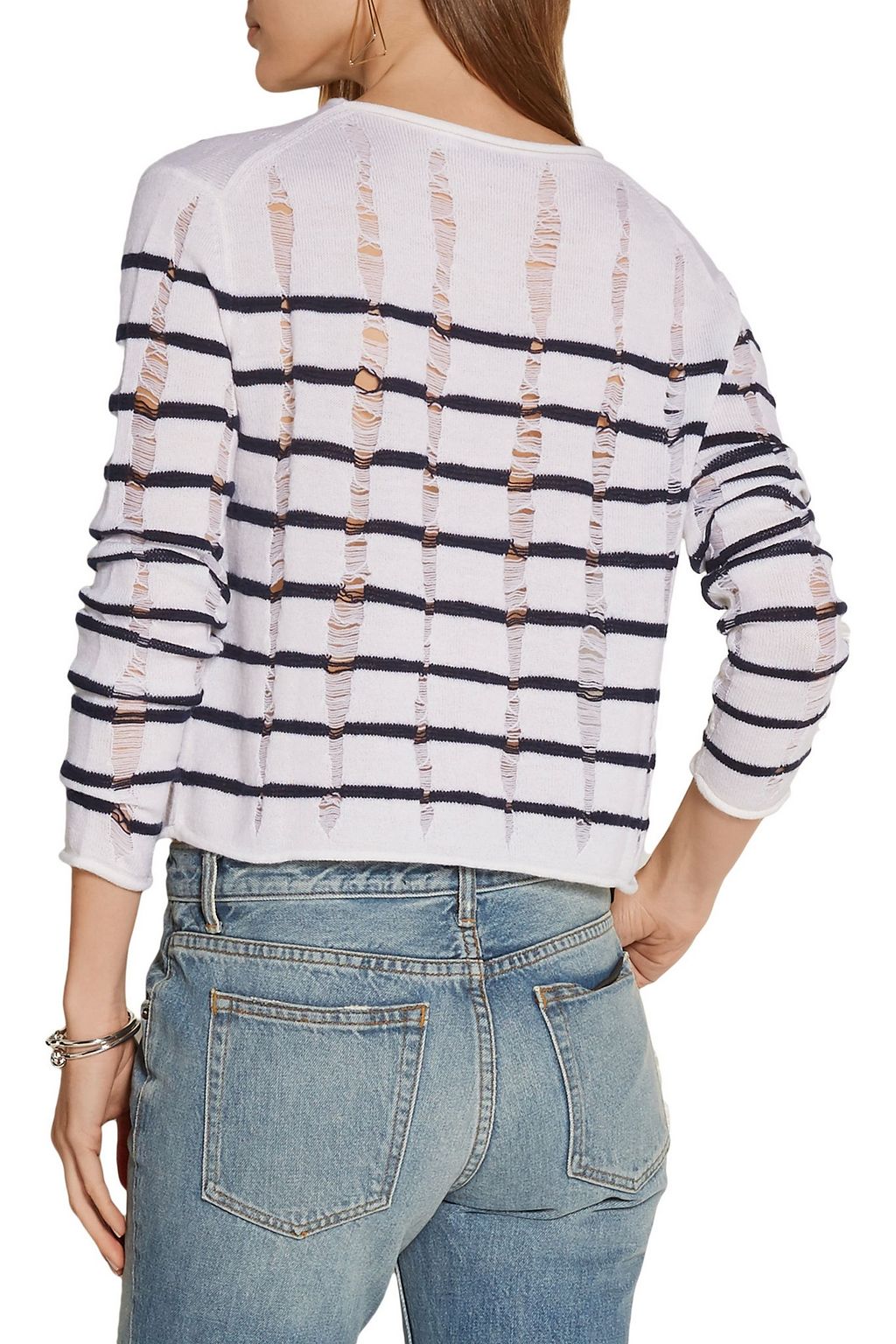 ALEXANDERWANG.T Cropped distressed merino wool sweater