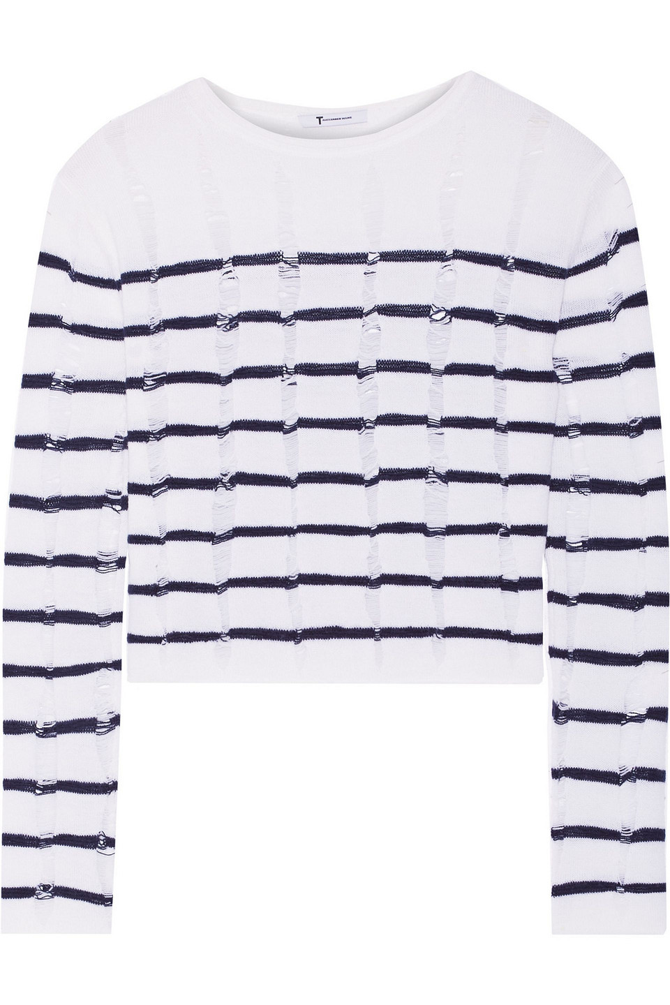 alexanderwang.t - striped open-knit merino wool sweater - white - m
