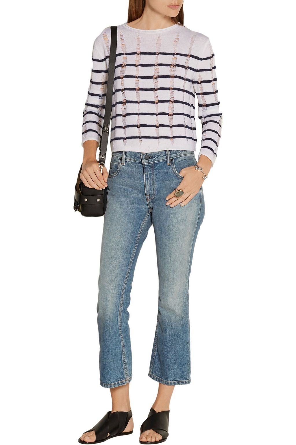 ALEXANDERWANG.T Cropped distressed merino wool sweater