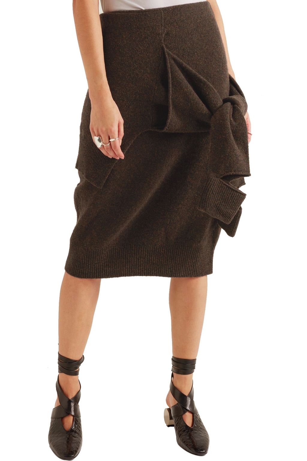JOSEPH Tie-front wool skirt