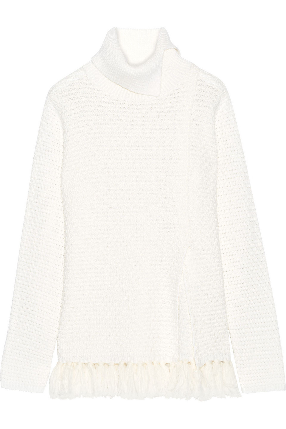 Tasseled wool-blend turtleneck sweater