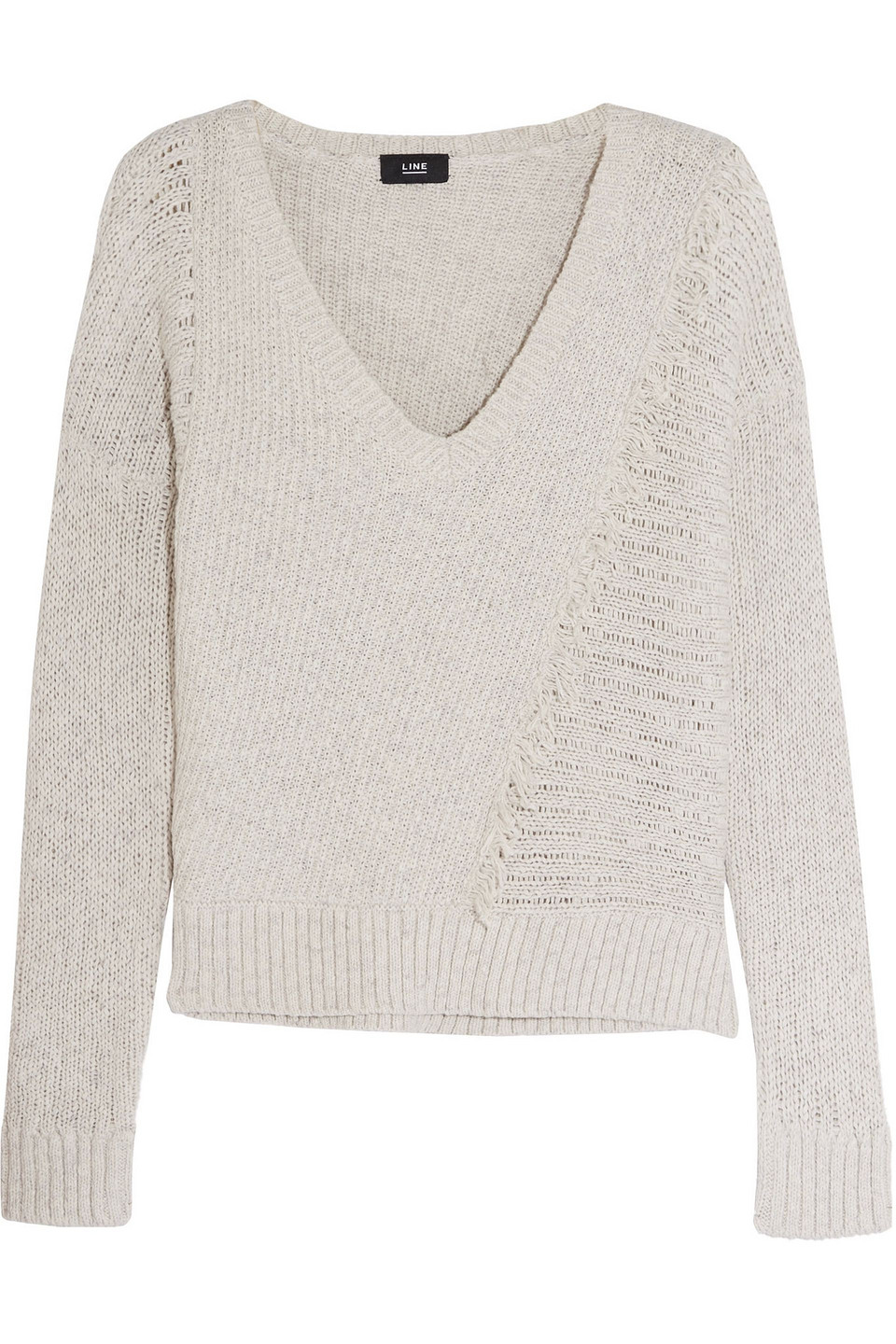 line - fringed open-knit cotton sweater - white - l