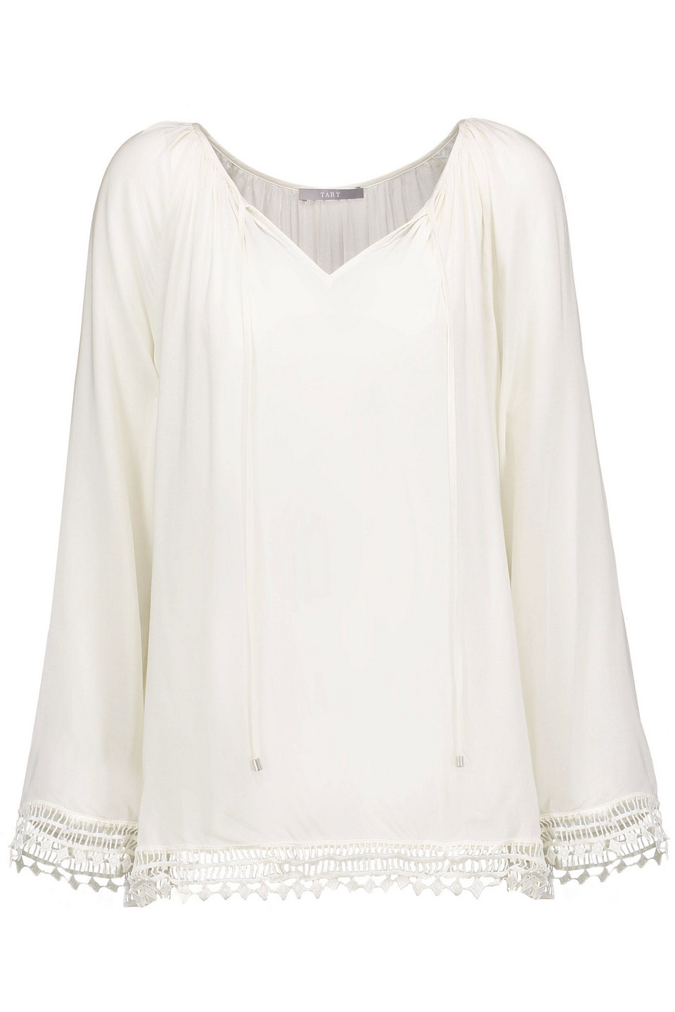 tart collections - cyra crochet-trimmed broadcloth top - white - s