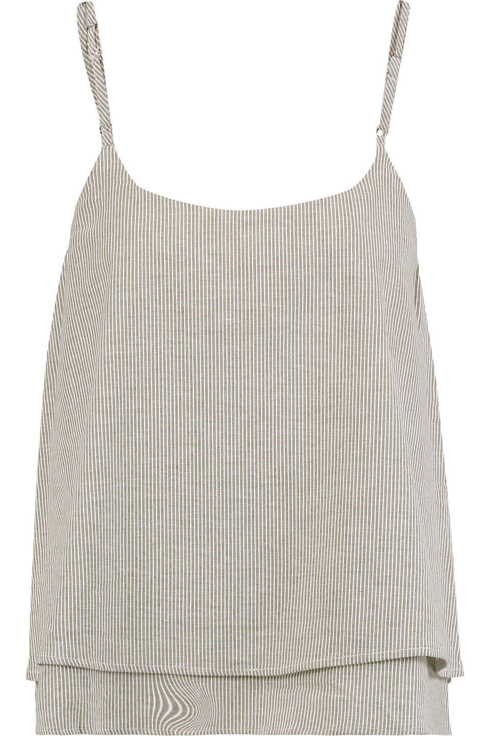 Amii layered striped stretch-cotton top