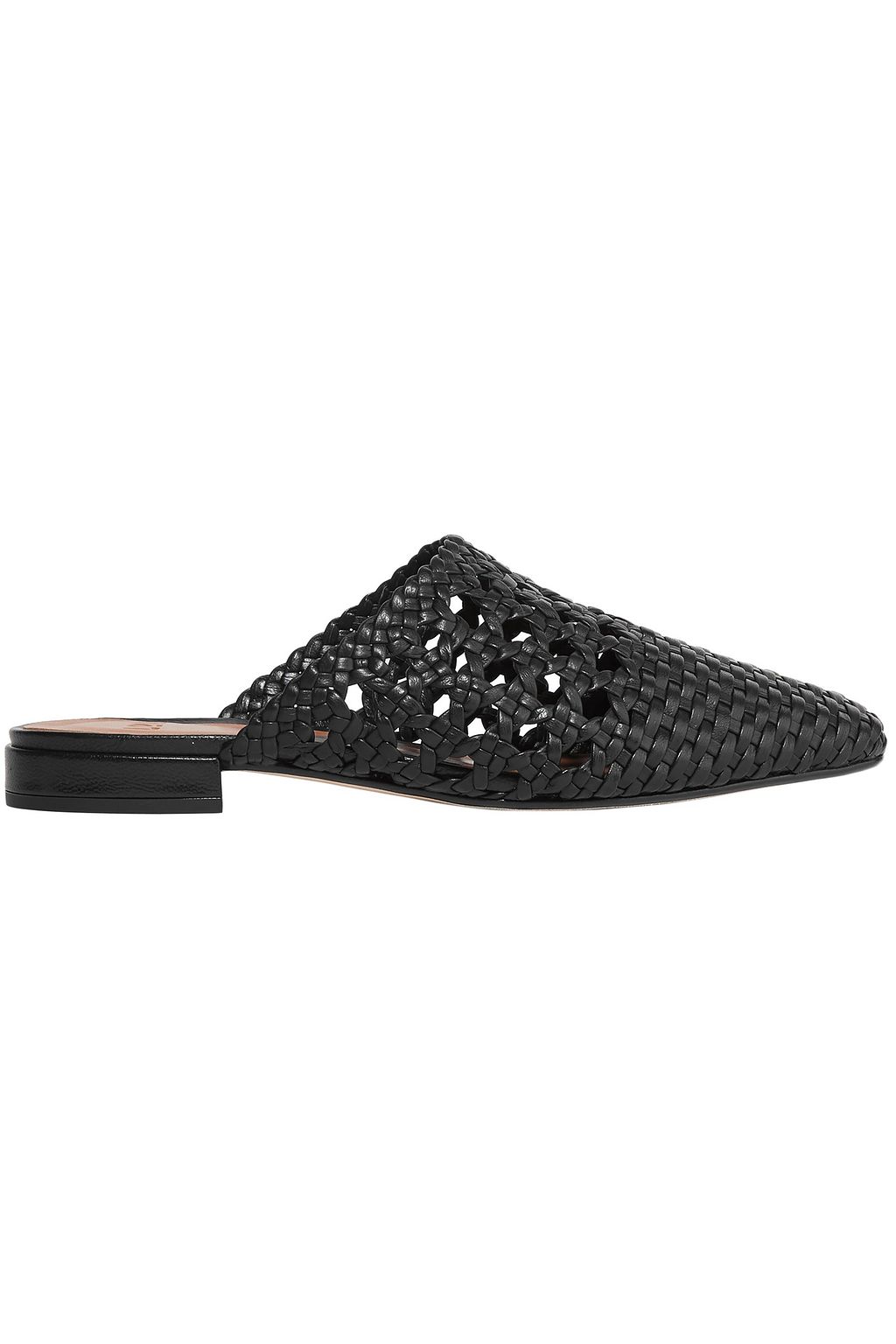 black woven mules