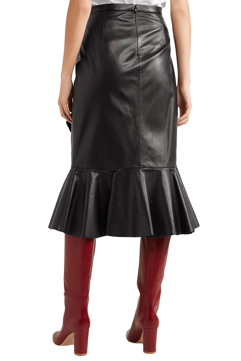 MICHAEL KORS COLLECTION Wrap-effect ruffled leather skirt
